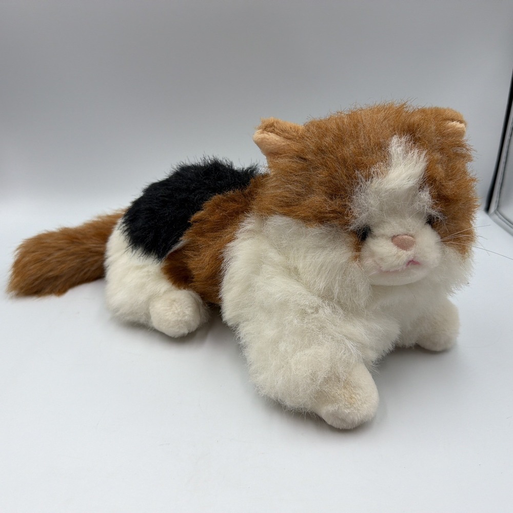 Vintage Commonwealth Realistic Calico Cat Plush Stuffed Animal 15 Inch 1990